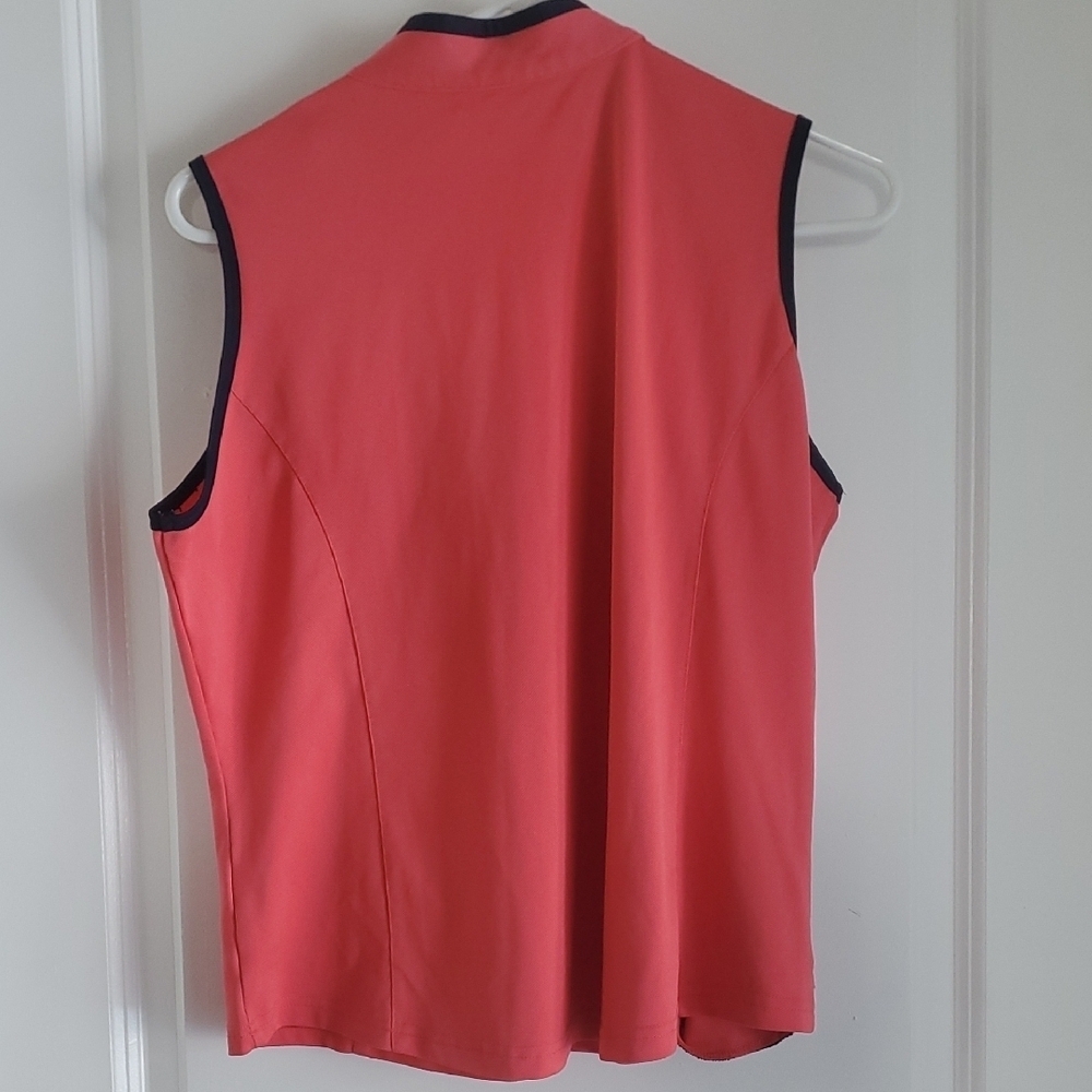 Women's Coral Sleeveless Zip-Up Top - Picture 3 of 3